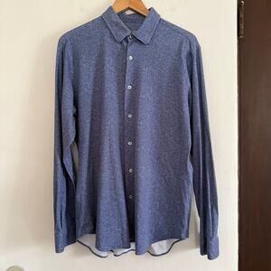 CANALI Black Edition Men's Blue Heather Stretch Cotton Shirt | Extra Large